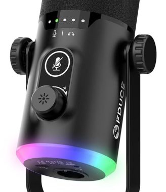 FDUCE USB/XLR Gaming Microphone kit, Dynamic PC Mic for Podcasting Streaming, Computer RGB Mic Kit with Desktop Stand, Mute Button and Headphone Jack, for Recording, Vocal Voice-Over (D30)