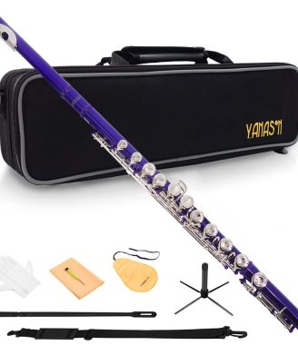 Student C Flute 16 Closed Hole C Flute with Carrying Case Stand Gloves Cleaning Cloth and More(Purple)